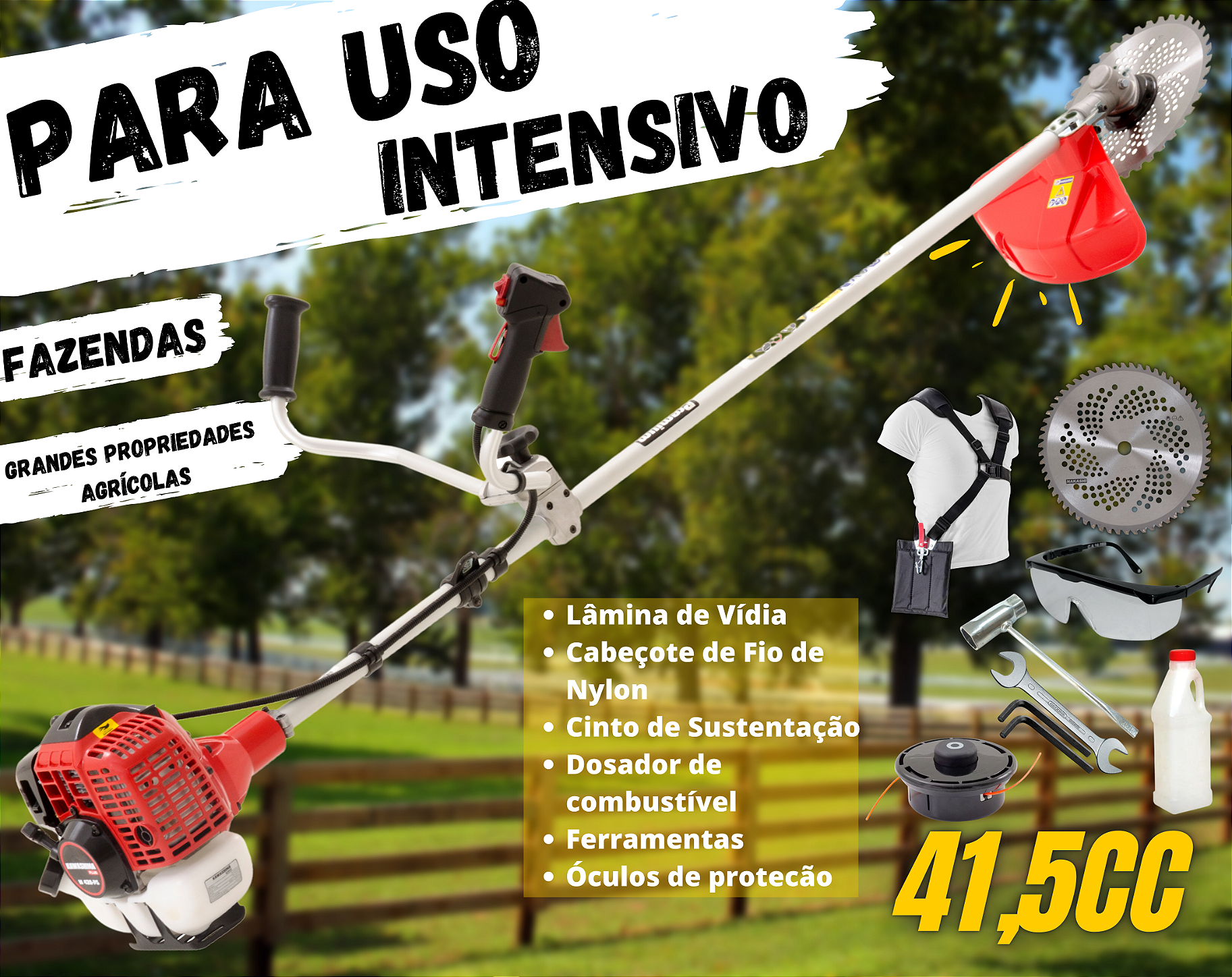 Roçadeira Profissional Kawashima Plus KW420L Á Gasolina 41,5cc 2t